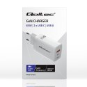 Qoltec Ładowarka sieciowa 65W GaN | 5-20V | 2.25-3.25A | 2 x USB-C PD | 1 x USB QC 3.0 | Biała