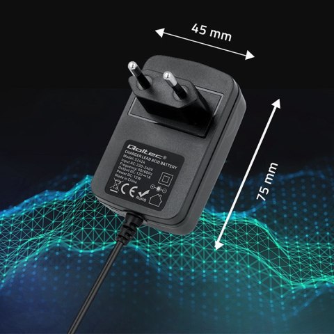 Qoltec Automatyczna ładowarka do akumulatora AGM GEL STD 12V | Prostownik 12W | 1.5A | Dioda LED