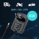 Qoltec Automatyczna ładowarka do akumulatora AGM GEL STD 12V | Prostownik 6W | 1A | Dioda LED