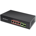 Qoltec Przełącznik sieciowy SWITCH FAST Ethernet PoE 4x RJ45 PoE 1x RJ45 Uplink 1x SFP | 65W | 1000 Mb