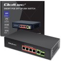 Qoltec Przełącznik sieciowy SWITCH FAST Ethernet PoE 4x RJ45 PoE 1x RJ45 Uplink 1x SFP | 65W | 1000 Mb