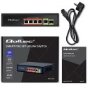 Qoltec Przełącznik sieciowy SWITCH FAST Ethernet PoE 4x RJ45 PoE 1x RJ45 Uplink 1x SFP | 65W | 1000 Mb