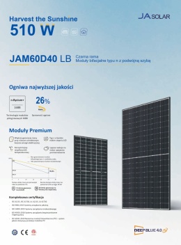 Panel JA Solar JAM60D40 500LB (BFR) (BiFacial)
