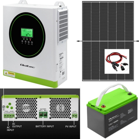 Zestaw Fotowoltaiczny Off-Grid 1500W | Inwerter MPPT + Panel 455W + Akumulator GEL 100Ah + Kable