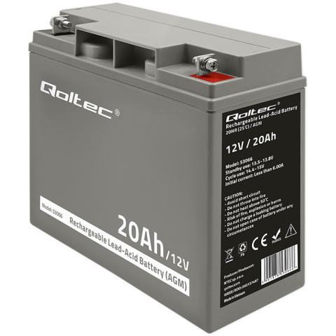 Qoltec Akumulator AGM | 12V | 20Ah | max. 300A