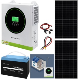 Zestaw Fotowoltaiczny Off-Grid 1500W | Inwerter MPPT + 2xPanel 500W + Akumulator LiFePO4 100Ah + Kable