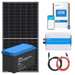 ELEKTROWNIA SŁONECZNA 455WP Z AKUMULATOREM - ZASILANIE 230V MOC 1000W + MPPT