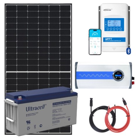 Elektrownia słoneczna 455Wp z akumulatorem - zasilanie 230V moc 1000W + MPPT