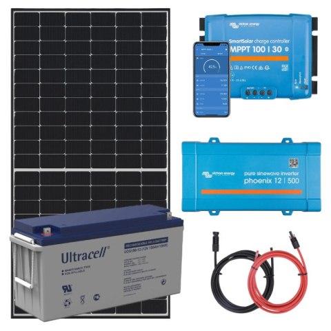Elektrownia słoneczna 455Wp z akumulatorem - zasilanie 230V moc 400W + MPPT