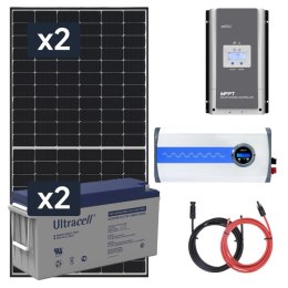 Elektrownia słoneczna 910W z akumulatorem - zasilanie 230V moc 1500W + MPPT