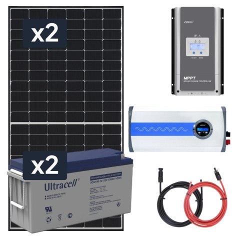 Elektrownia słoneczna 910W z akumulatorem - zasilanie 230V moc 1500W + MPPT