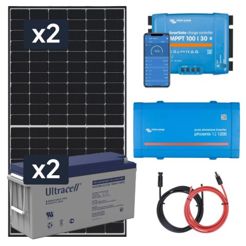 Elektrownia słoneczna 910Wp z akumulatorem - zasilanie 230V moc 1000W + MPPT