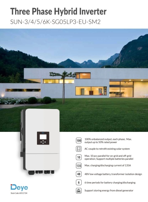 Falownik Inwerter V-TAC DEYE 6KW HYBRYDOWY Trójfazowy Niskonapięciowy SUN-6K-SG05LP3-EU-SM2