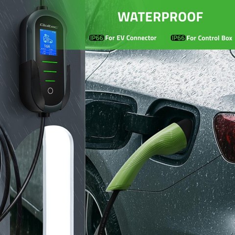 Qoltec Mobilna ładowarka do samochodu elektrycznego EV z regulacją 2w1 Typ2 | 22kW | 400V | Wi-fi | TUYA | SMART LIFE | LCD | Pr
