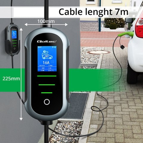 Qoltec Mobilna ładowarka do samochodu elektrycznego EV z regulacją 2w1 Typ2 | 22kW | 400V | Wi-fi | TUYA | SMART LIFE | LCD | Pr