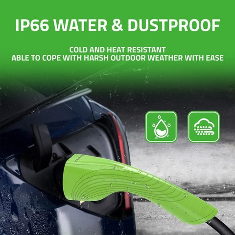 Qoltec Mobilna ładowarka do samochodu elektrycznego EV z regulacją 2w1 Typ2 | 3.5kW | 230V | LCD | 5m