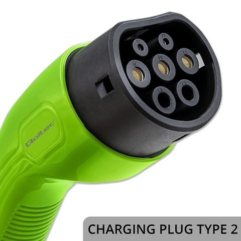 Qoltec Mobilna ładowarka do samochodu elektrycznego EV z regulacją 2w1 Typ2 | 3.5kW | 230V | LCD | Przenośna | 4m