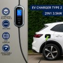 Qoltec Mobilna ładowarka do samochodu elektrycznego EV z regulacją 2w1 Typ2 | 3.5kW | 230V | Wi-fi | LCD | Przenośna | 5m