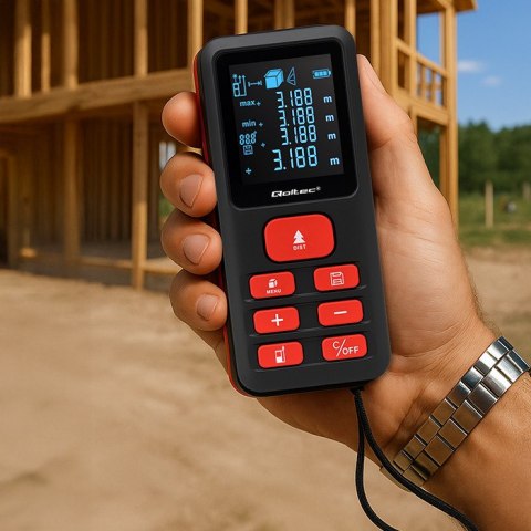 Qoltec Precyzyjny cyfrowy dalmierz laserowy | podświetlany LCD | 120m