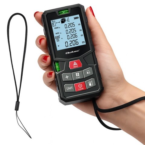 Qoltec Precyzyjny cyfrowy dalmierz laserowy z poziomicą | podświetlany LCD | 120m