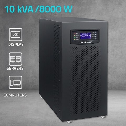 Qoltec Zasilacz awaryjny UPS 3- fazowy | 10kVA | LCD | EPO | USB | On-line | High frequency