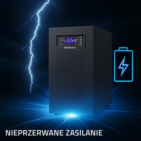 Qoltec Zasilacz awaryjny UPS 3- fazowy | 10kVA | LCD | EPO | USB | On-line | High frequency