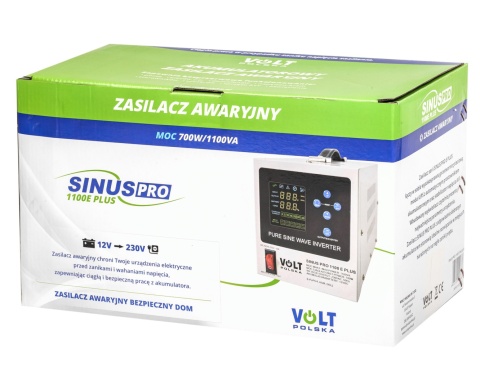 ZESTAW ZASILANIA AWARYJNEGO SINUS PRO 1100E PLUS (700/1100W) + LiFePO4 12,8V 100Ah(150A)