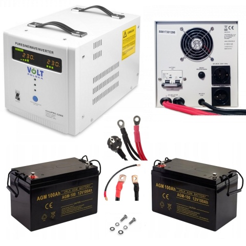 Zasilacz Awaryjny SINUS PRO 2200E + 2xAkumulatory AGM 100Ah