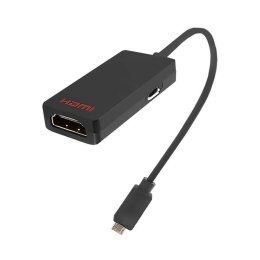 Qoltec Adapter Slim Port męski | HDMI żeński + Micro USB | 0.15m