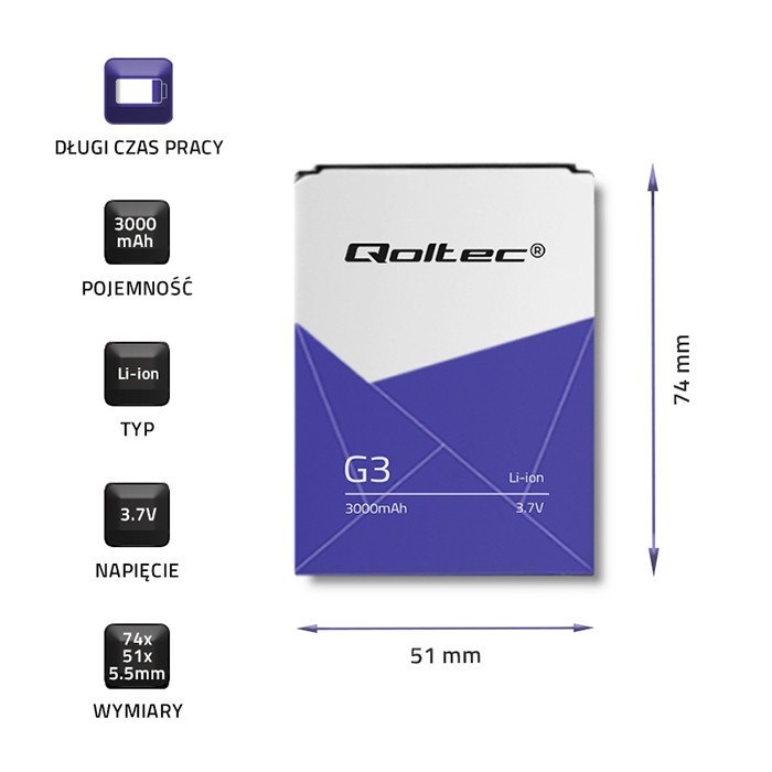 Qoltec Bateria do LG BL-53YH | G3 | 3000mAh