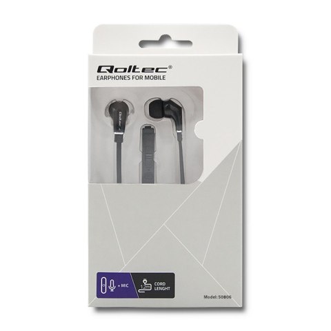 Qoltec Słuchawki Premium dokanałowe z mikrofonem | Czarne