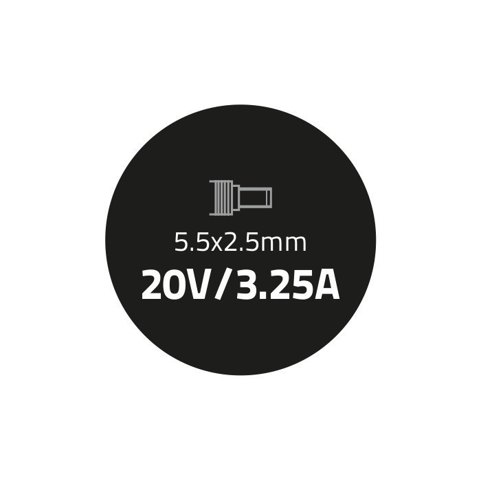 Qoltec Zasilacz 65W | 20V | 3.25A | 5.5*2.5 | +kabel zasilający