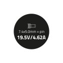 Qoltec Zasilacz do Dell 90W | 19.5V | 4.62A | 7.4*5.0+pin | +kabel zasilający