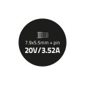 Qoltec Zasilacz do IBM 65W | 20V | 3.52A | 7.9*5.5+pin | +kabel zasilający