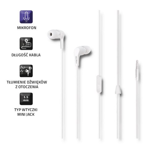 Słuchawki dokanałowe z mikrofonem | Białe