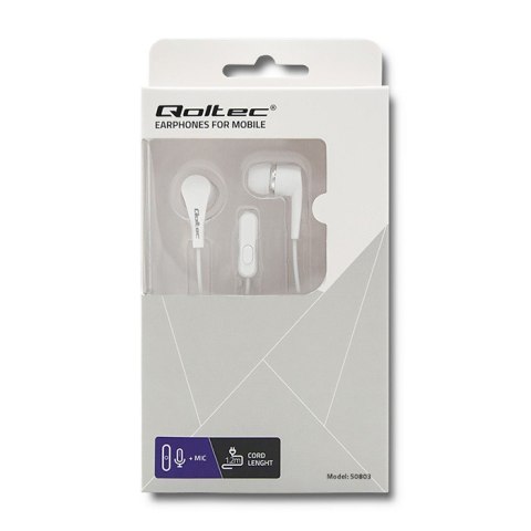 Słuchawki dokanałowe z mikrofonem | Białe