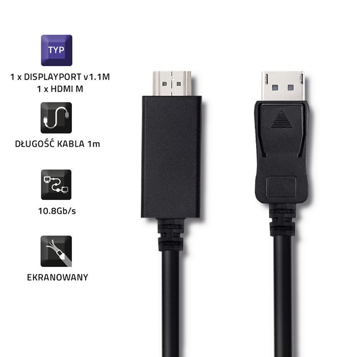 Qoltec DisplayPort v1.1 męski | HDMI męski | 4K | 1m